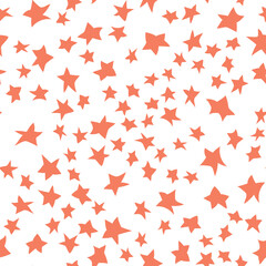 Cosy orange stars seamless pattern. Vector illustration.