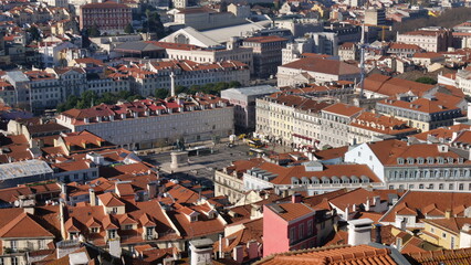 Fototapeta na wymiar Lisbon Martim Monitz square and downtown aerial view. Lisboa Portugal 28 December 2019.
