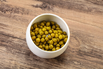 Marinated green pea in the bowl