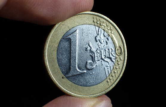 One euro close up photo. Macro coins.