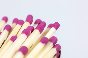 Wooden matches macro photo. Close up background.