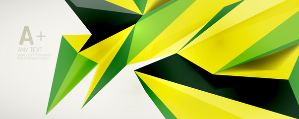 Vector triangle geometric backgrounds. Low poly 3d shape on light backdrop. Vector illustration for covers, banners, flyers and posters and other designs