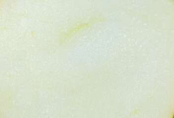 Close up photo of apple on white background. Apples fruit cut in half macro view.