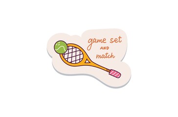 Tennis equipment doodle sticker design
