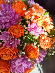 background of multi-colored flowers close-up. shallow depth of focus. selective focus.