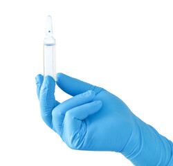 Isolated hand with ampoule of medicine