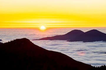 Sea of clouds in the valley morning time