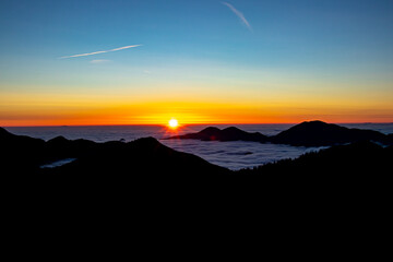 First sun light from Bohinj mountains	
