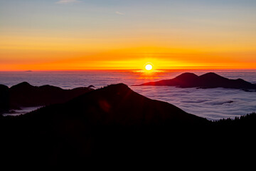 Sea of clouds and sun rising	
