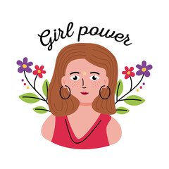 Girl power woman cartoon vector design