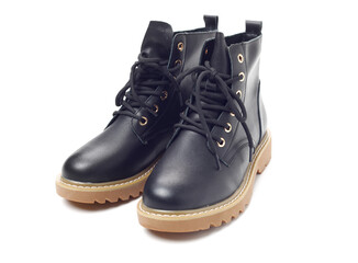 women's boots with fur on white background