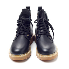 women's boots with fur on white background