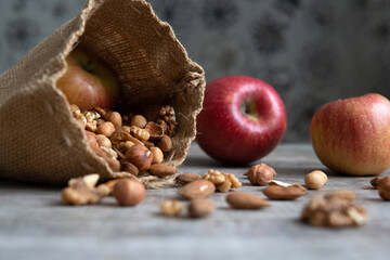 healthy food nuts apples vegetarianism