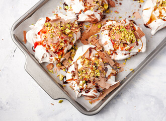 Chocolate Swirl Pavlova With Caramelized