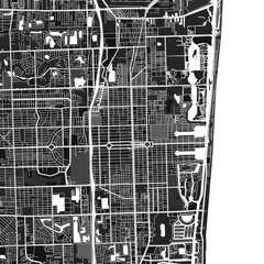 Hollywood, UnitedStates dark vector art map