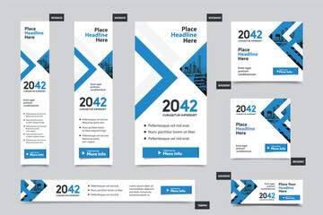 City Background Corporate Web Banner Template in multiple sizes. Easy to adapt to Brochure, Annual Report, Magazine, Poster, Corporate Advertising media, Flyer, Website.