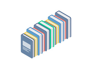Cartoon set of colorful books arranged in row
