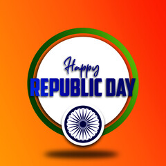 Illustration of Happy Indian Republic day celebration poster or banner background with text 26 January and Indian Flag | Illustration of Happy Indian Republic day celebration poster