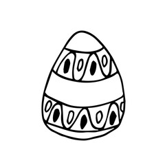 Doodle Easter egg with pattern on white background isolated. Cute vector egg can be used for stickers, coloring books for children, design, textiles