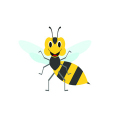 childish illustration, of wasp on white background