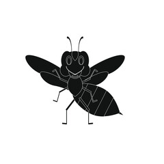 childish illustration, of wasp on white background