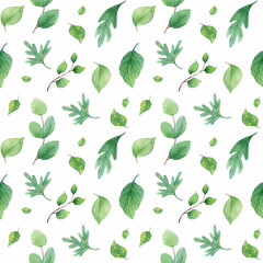 seamless pattern with green leaves