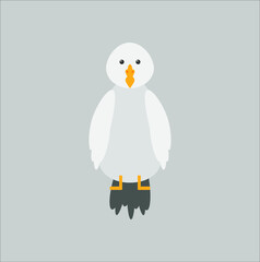 childish illustration, of seagull on white background