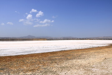 Beautiful Salt Lake in Larnaca, Cyprus. Natural background. Landscape