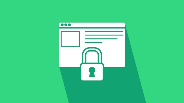 White Secure your site with HTTPS, SSL icon isolated on green background. Internet communication protocol. 4K Video motion graphic animation.