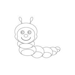childish illustration, of worm on white background