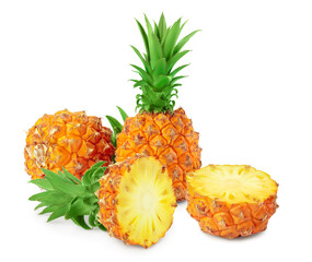 pineapple and half isolated on white background with full depth of field
