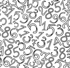 Math vector seamless pattern with hand drawn numerals