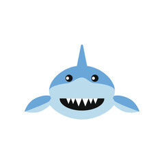 childish illustration, of shark on white background