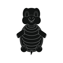 childish illustration, turtle on white background