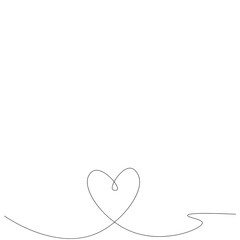 Love heart vector, continuous one line drawing. Vector illustration