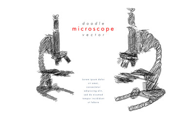 Set of microscope vector illustration in line art style