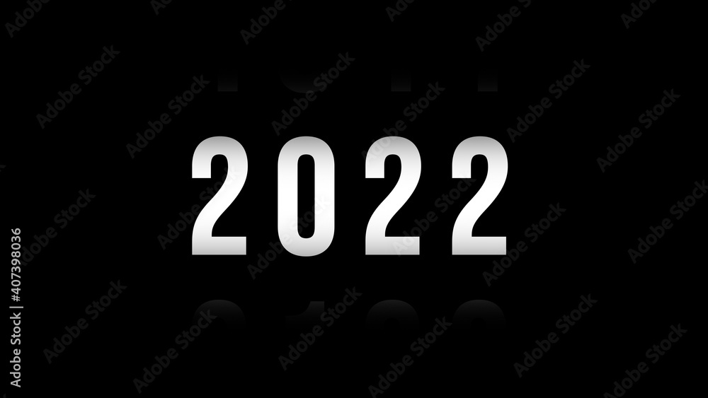 Poster 2022 new year number on black isolated background. font background and typography concept.