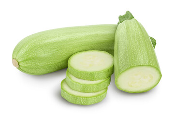 zucchini or marrow isolated on white background with clipping path and full depth of field