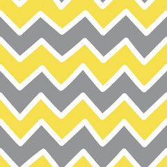 Zigzag vector pattern. Fabric pattern design in trendy color 2021 ultimate grey, illuminating yellow.Gift wrap, print, cute background for a card, poster, pillow. Hand draw texture.