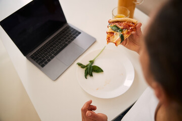 Fresh homemade meal for busy person with online work
