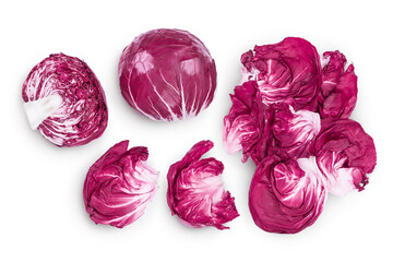 Fototapeta premium Fresh red radicchio salad isolated on white background with clipping path and full depth of field