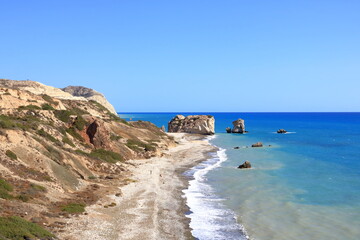 Aphrodite's rock and beach in Cyprus, called Petra tou Romiou