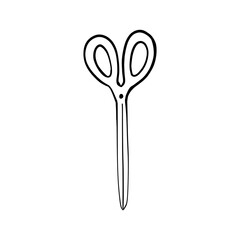 Stationery scissors, doodle vector drawn by hand. A tool for creativity, office supplies.