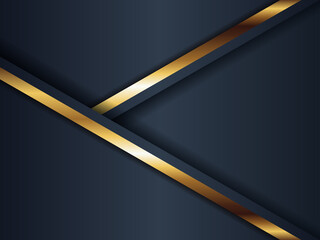 Abstract luxury dark blue and premium golden background. Elegant gold lighting lines silk fabric texture composition