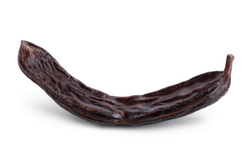 Ripe carob pods isolated on white background with clipping path and full depth of field