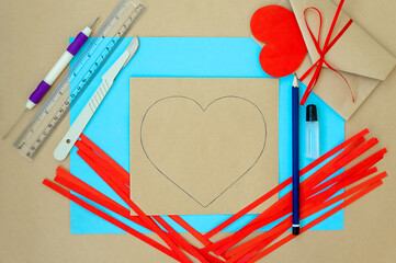 Craft for Valentine's Day. Making a heart using the quilling method. Step-by-step instructions for...
