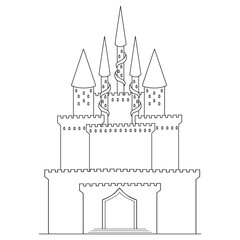 Vector outlined castle, isolated illustration