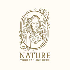 nature lineart woman logo template