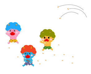 豆をまかれて逃げる鬼