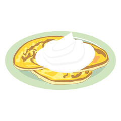 delicious food, pancakes with sour cream, flour product